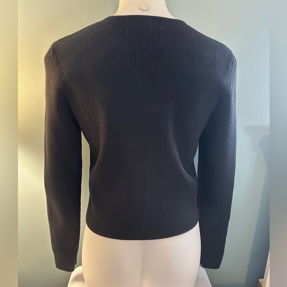 Nordstrom Open Edit XL Trendy Black Ribbed Square Neck Top NEW - Picture 2 of 4